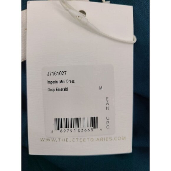 New TJD Imperial Mini Dress Womens M Deep Emerald Jetset Diaries Revolve Pockets - Picture 6 of 8